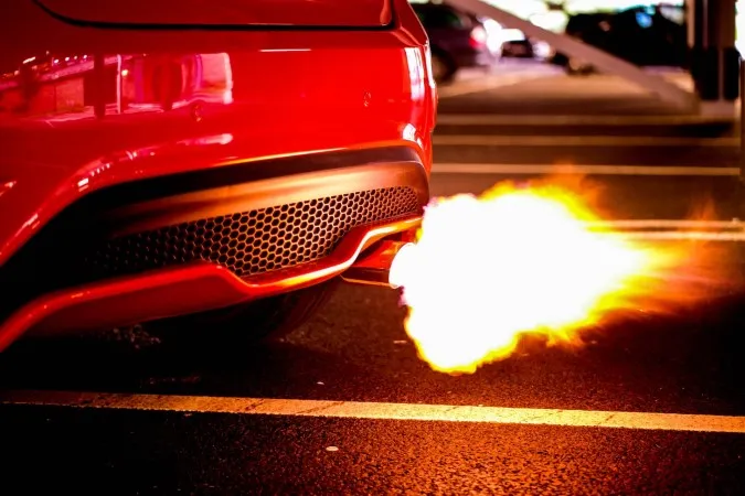 A photo of a car exhaust pipe.