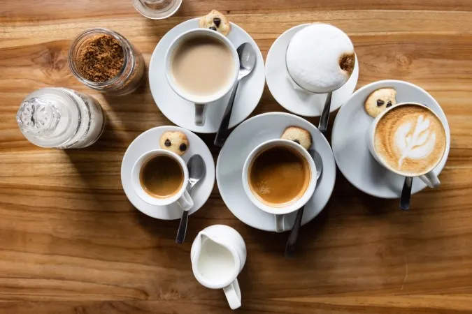 A photo of different types of coffees.
